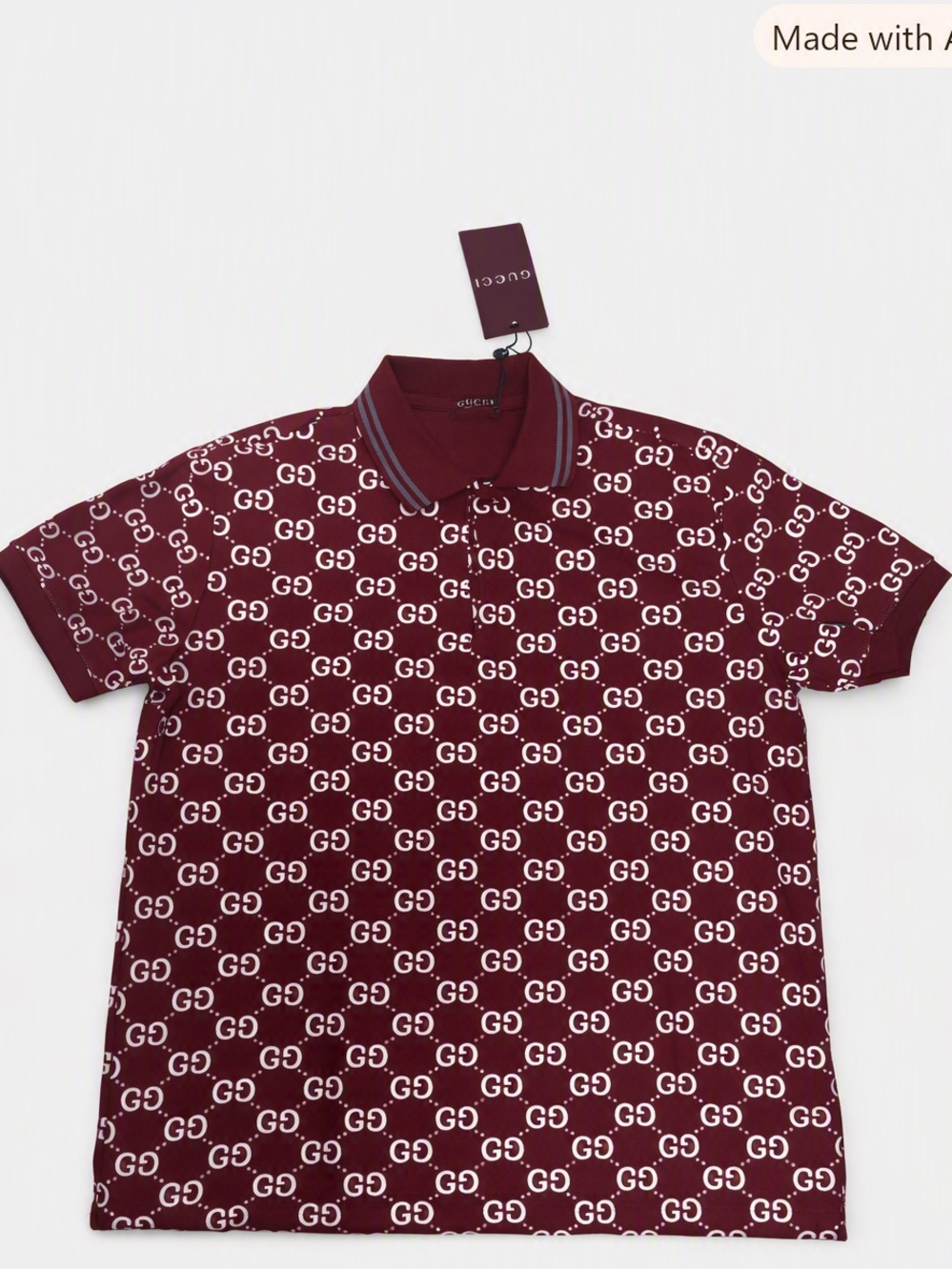 Gucci Burgundy Polo with White GG Monogram